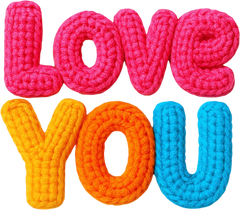 Faux Yarn Crochet Colorful Love You - Valentines Day Ready to Press DTF Transfer