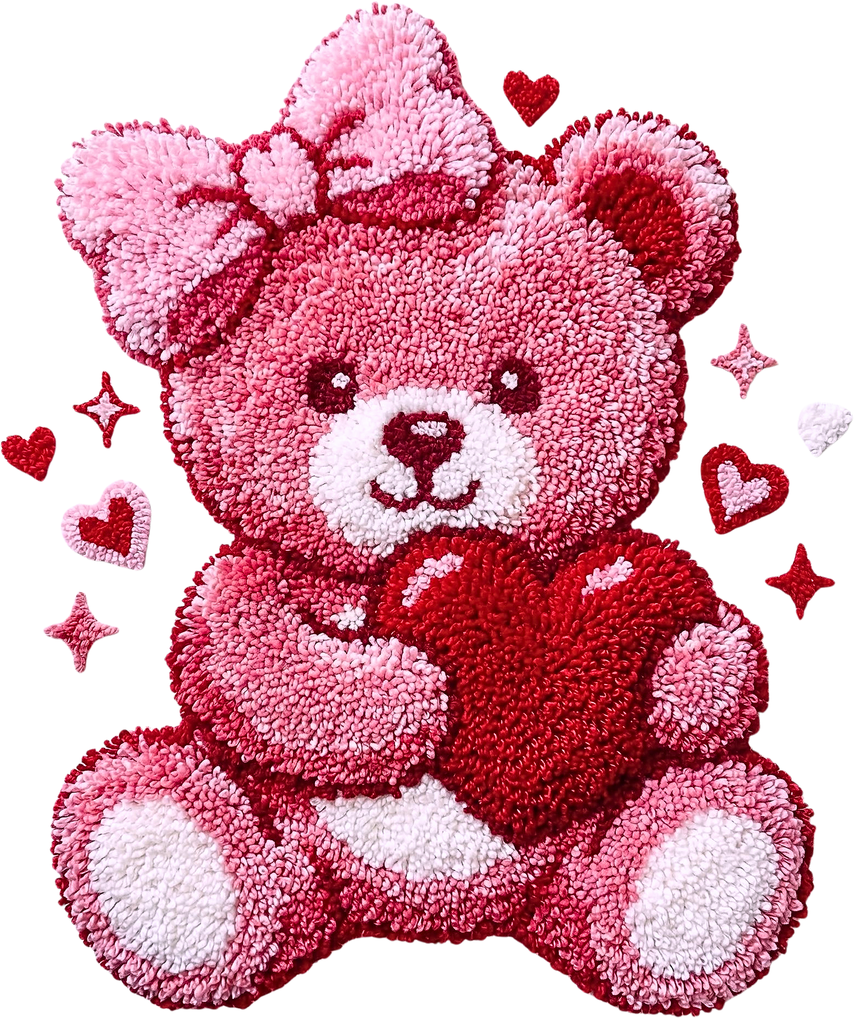 Latch Hook Valentine Teddy Bear - Valentines Day Ready to Press DTF Transfer