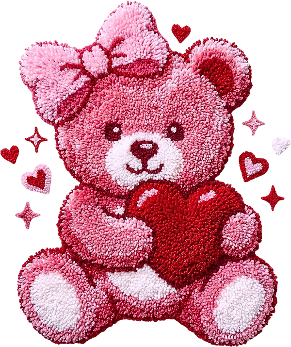 Latch Hook Valentine Teddy Bear - Valentines Day Ready to Press DTF Transfer