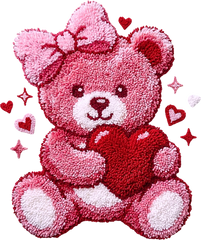 Latch Hook Valentine Teddy Bear - Valentines Day Ready to Press DTF Transfer
