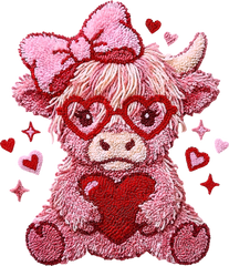 Latch Hook Valentine Highland Cow - Valentines Day Ready to Press DTF Transfer