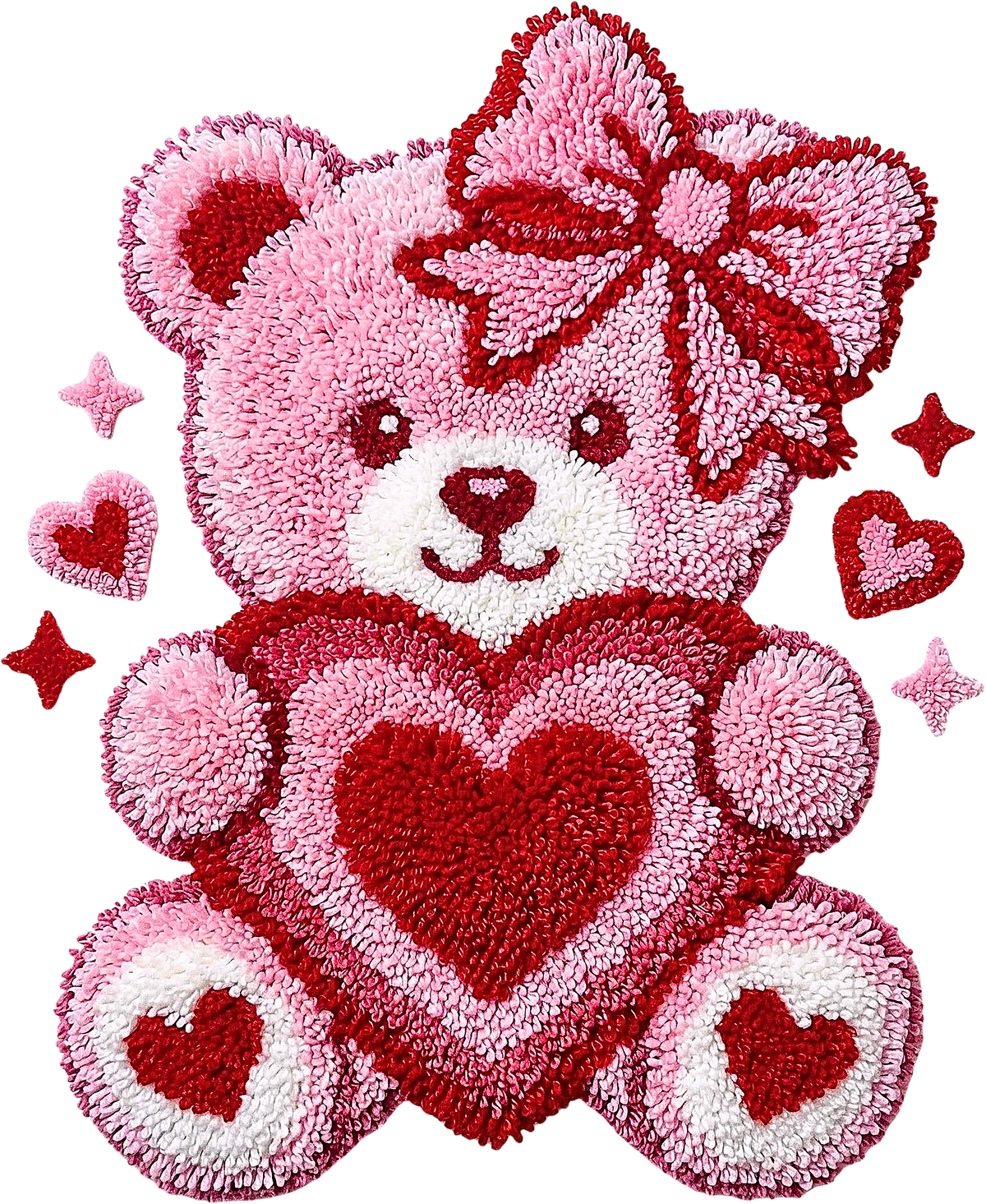 Latch Hook Valentine Teddy Bear - Valentines Day Ready to Press DTF Transfer