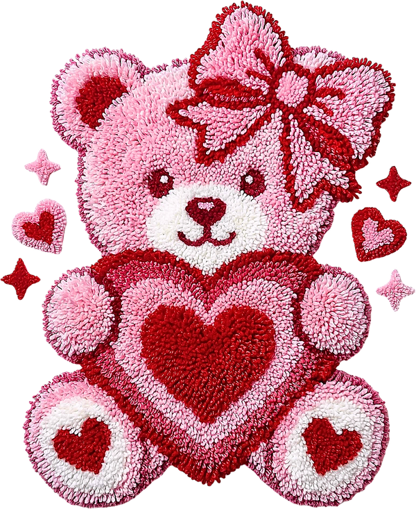 Latch Hook Valentine Teddy Bear - Valentines Day Ready to Press DTF Transfer
