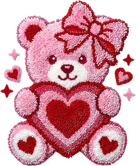 Latch Hook Valentine Teddy Bear - Valentines Day Ready to Press DTF Transfer