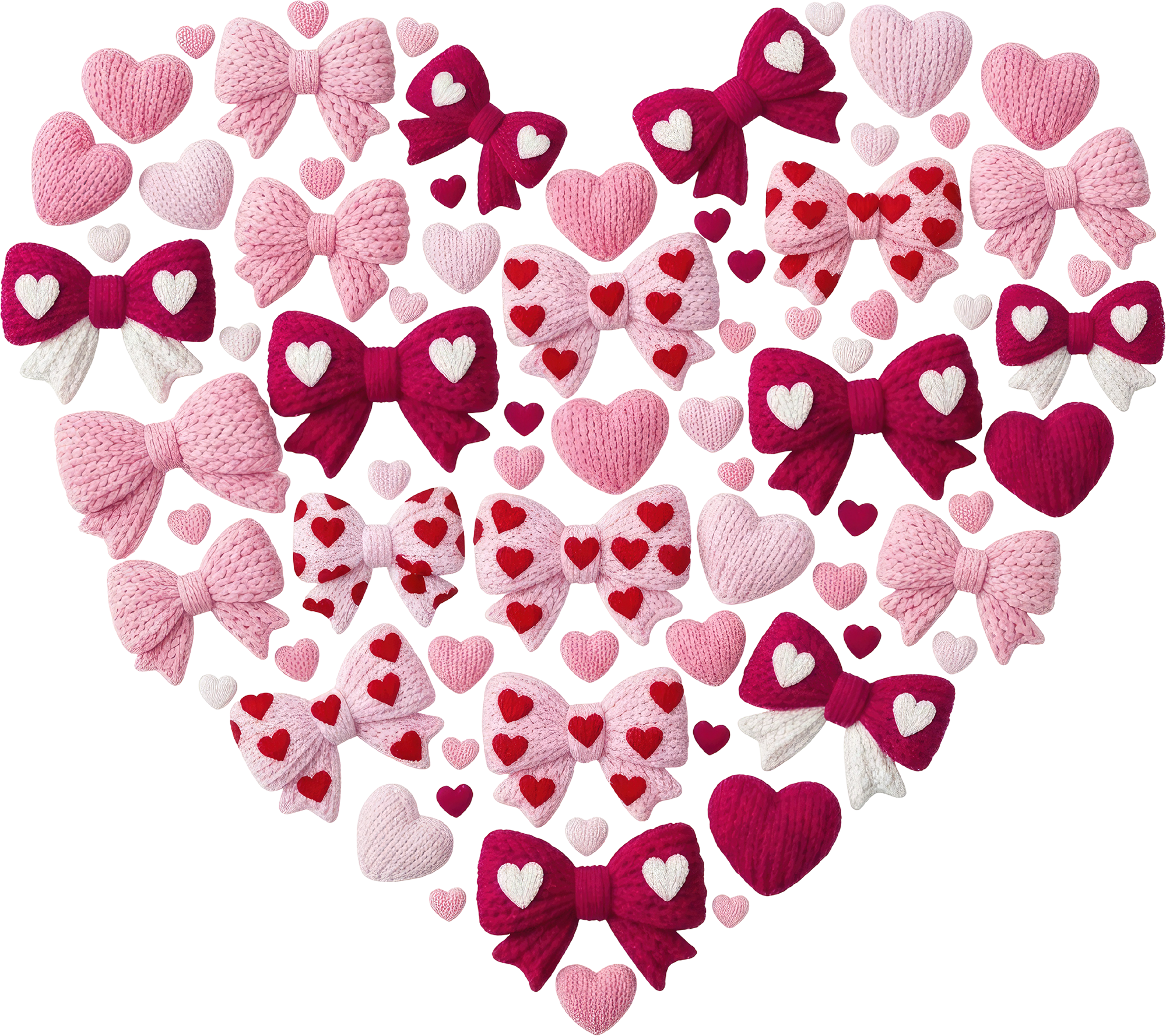 Faux Yarn Valentine Bow Heart - Valentines Day Ready to Press DTF Transfer