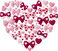 Faux Yarn Valentine Bow Heart - Valentines Day Ready to Press DTF Transfer