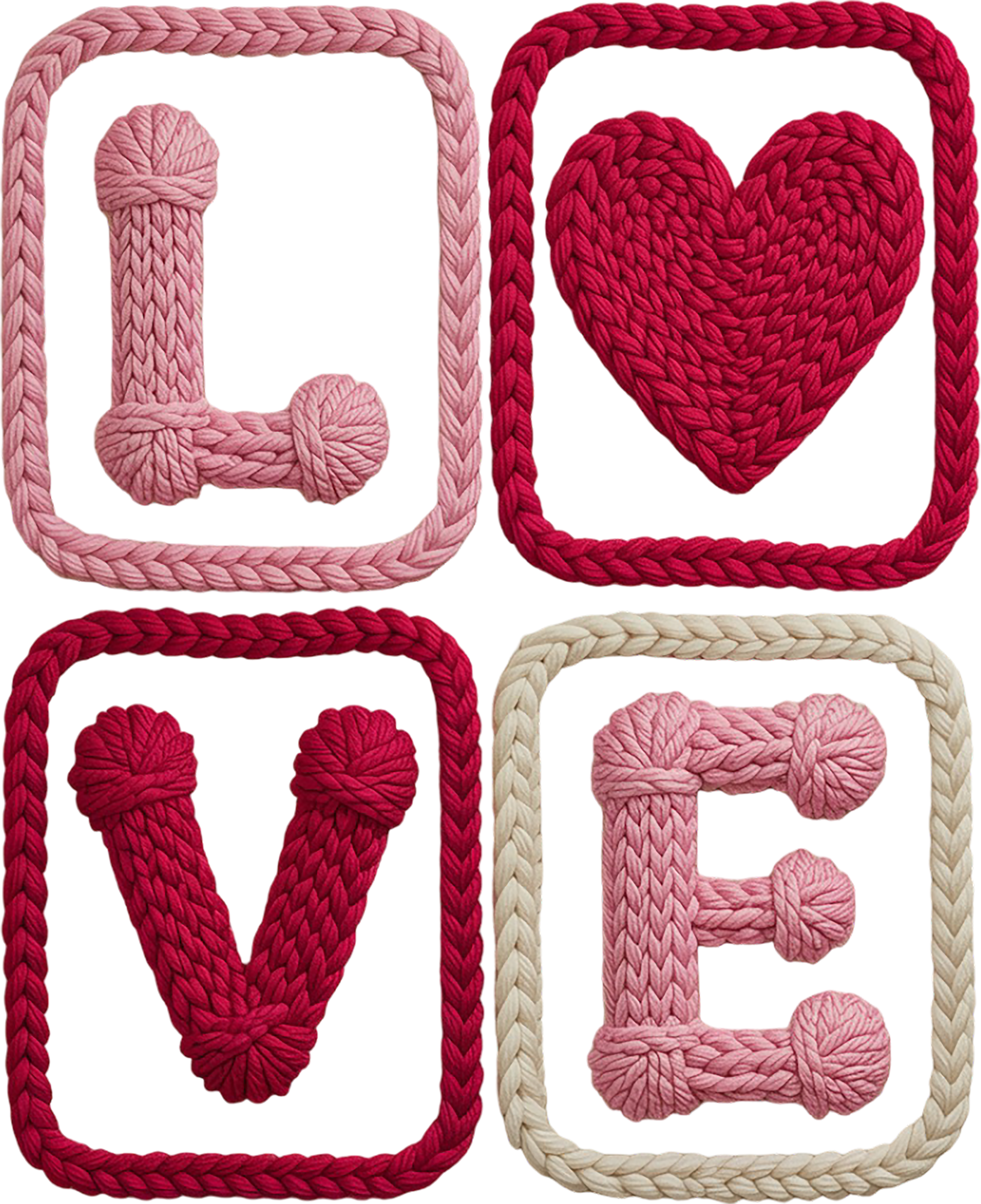 Faux Yarn Heart Love - Valentines Day Ready to Press DTF Transfer