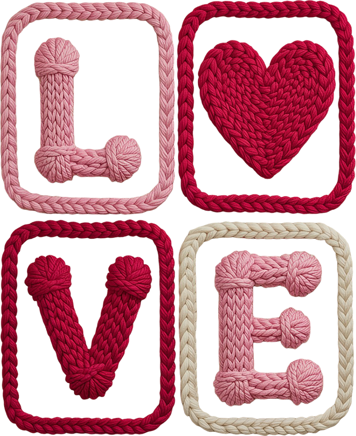 Faux Yarn Heart Love - Valentines Day Ready to Press DTF Transfer