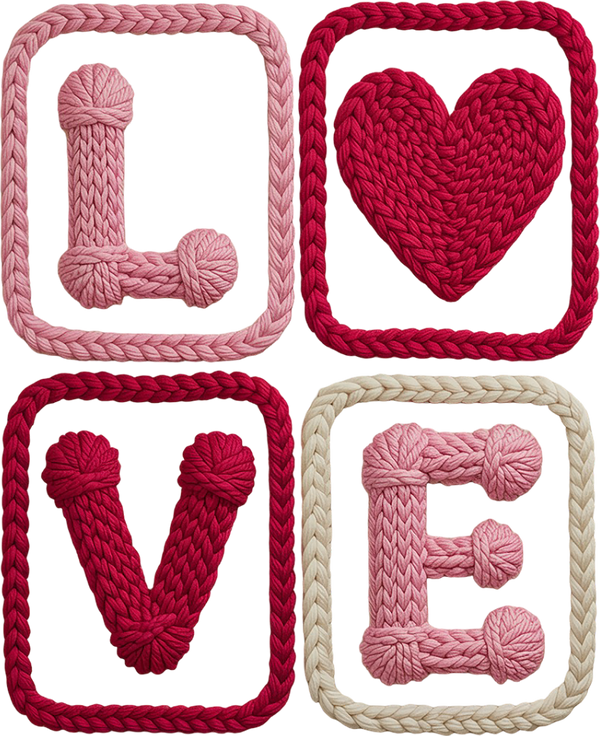Faux Yarn Heart Love - Valentines Day Ready to Press DTF Transfer