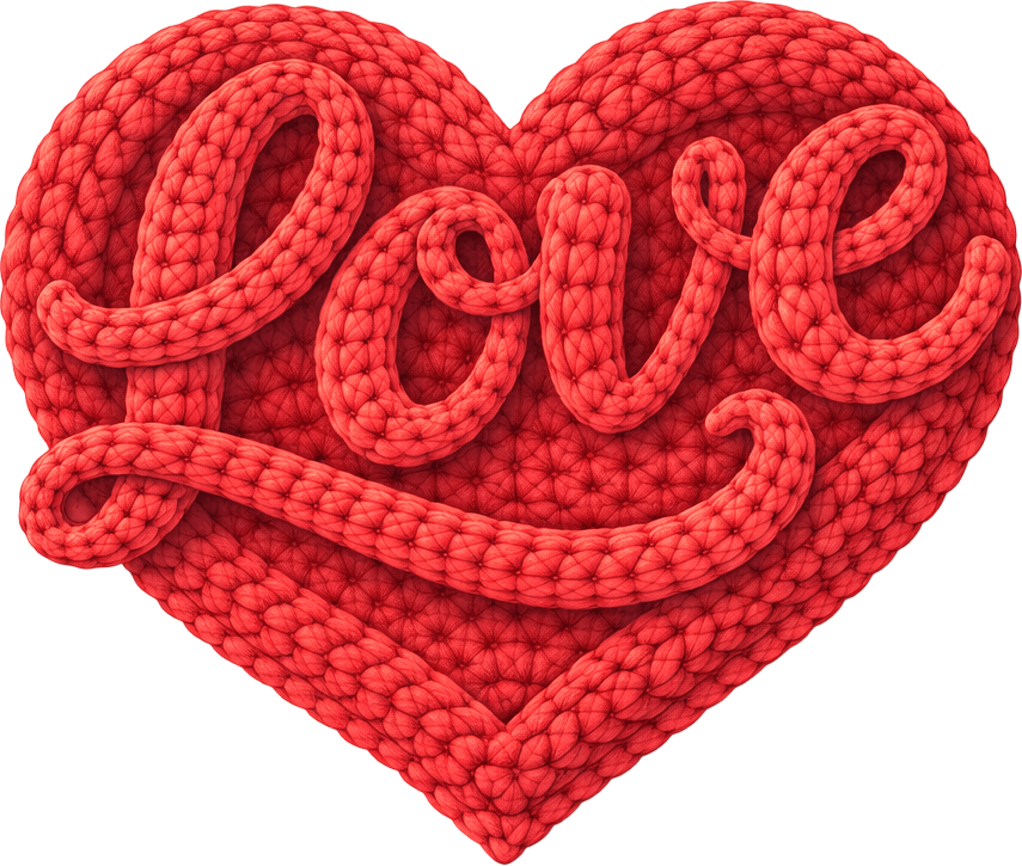 Faux Yarn Valentine Love Red Heart - Valentines Day Ready to Press DTF Transfer