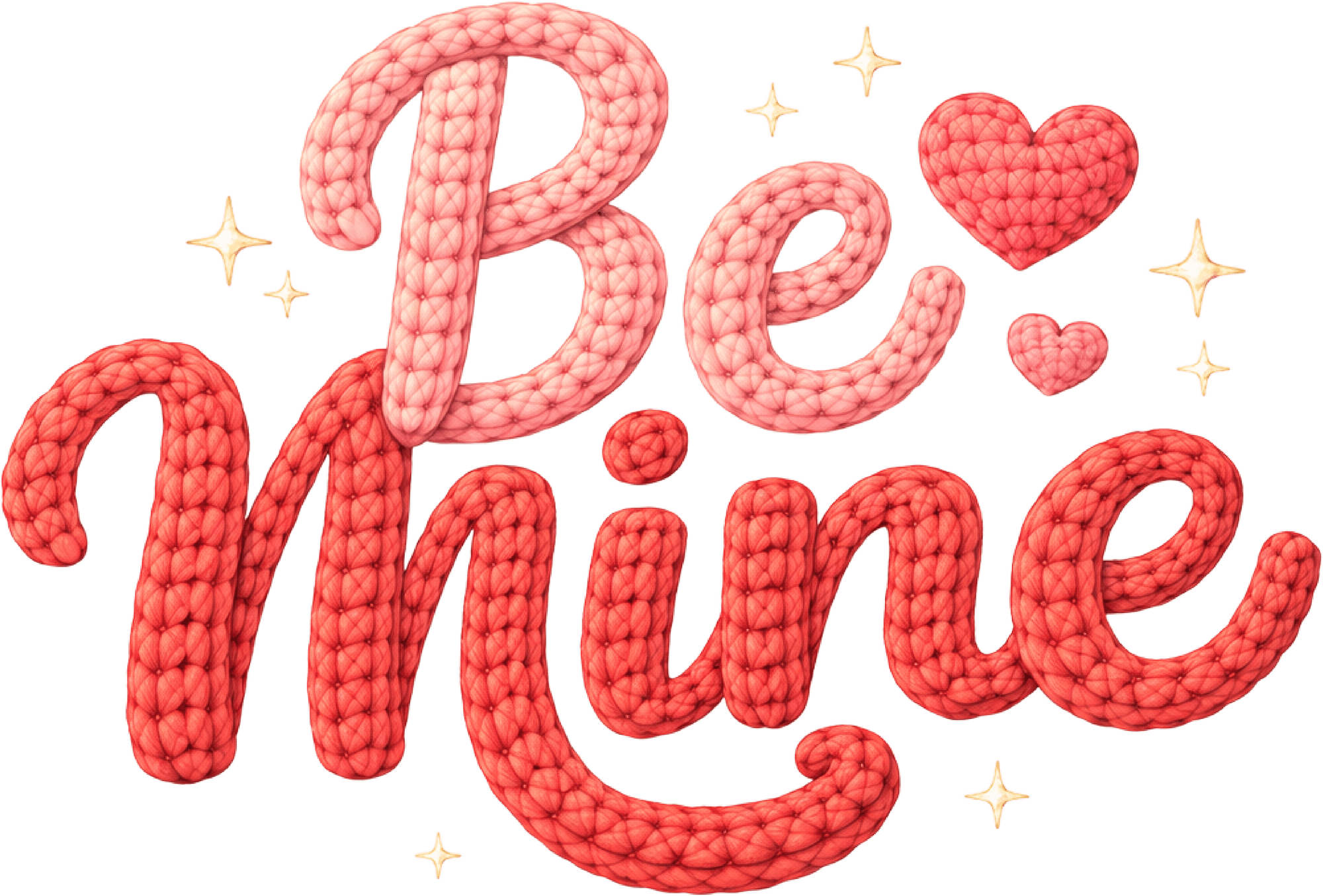 Faux Yarn Valentine Be Mine - Valentines Day Ready to Press DTF Transfer