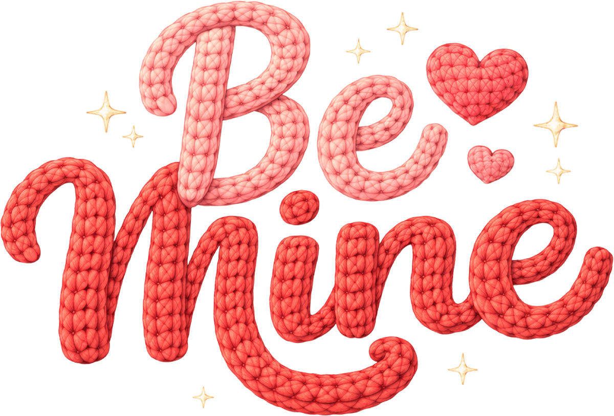 Faux Yarn Valentine Be Mine - Valentines Day Ready to Press DTF Transfer