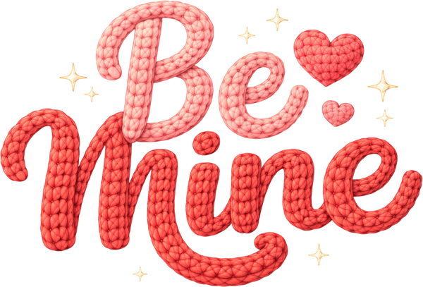 Faux Yarn Valentine Be Mine - Valentines Day Ready to Press DTF Transfer