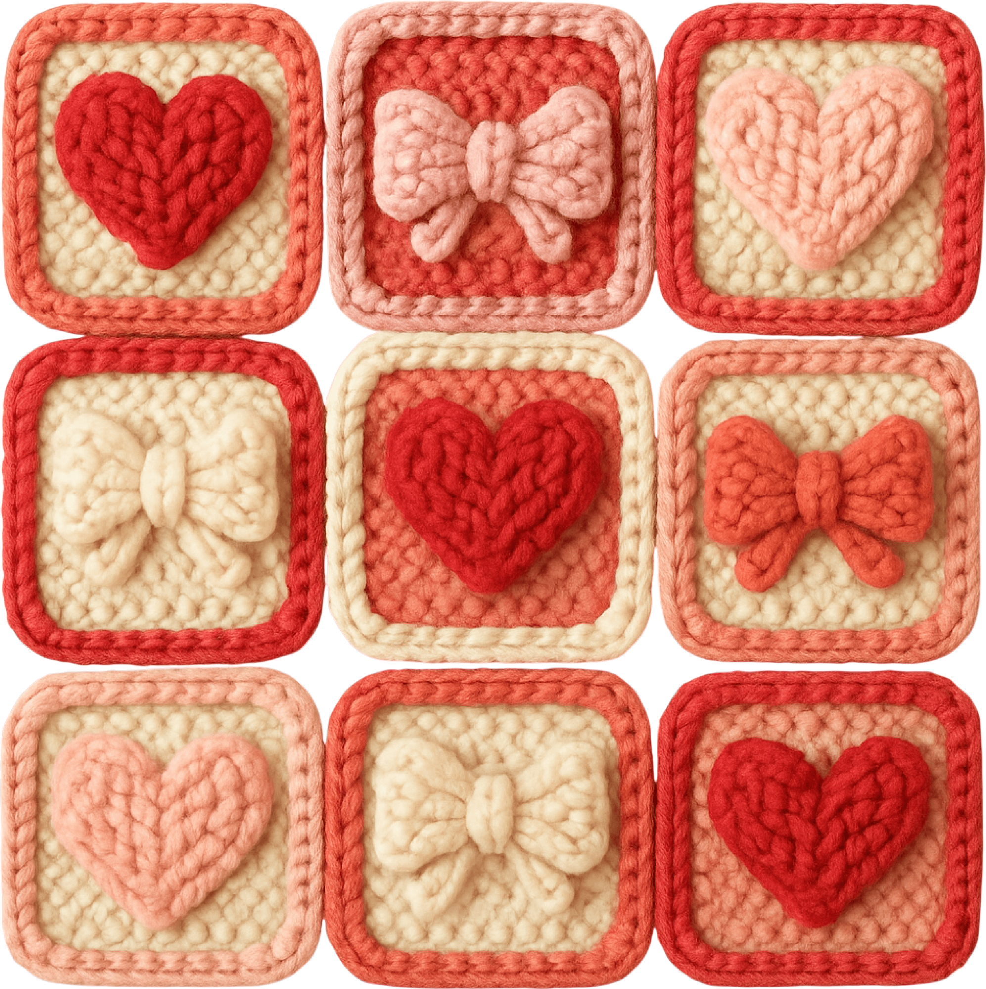 Faux Yarn Valentine Heart Bow - Valentines Day Ready to Press DTF Transfer