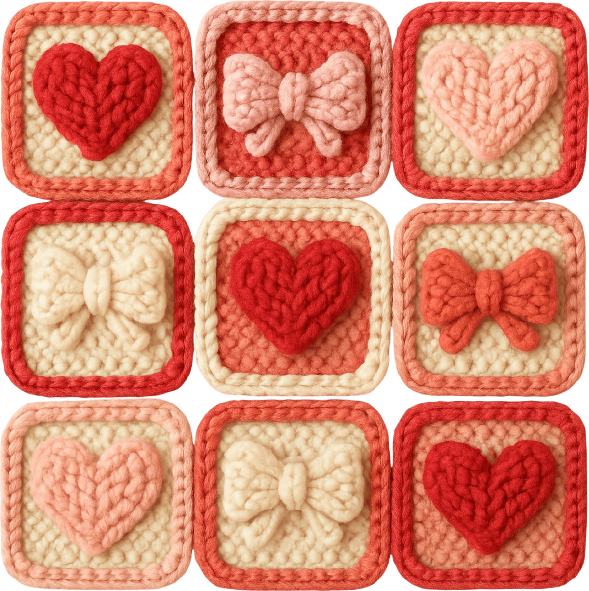 Faux Yarn Valentine Heart Bow - Valentines Day Ready to Press DTF Transfer