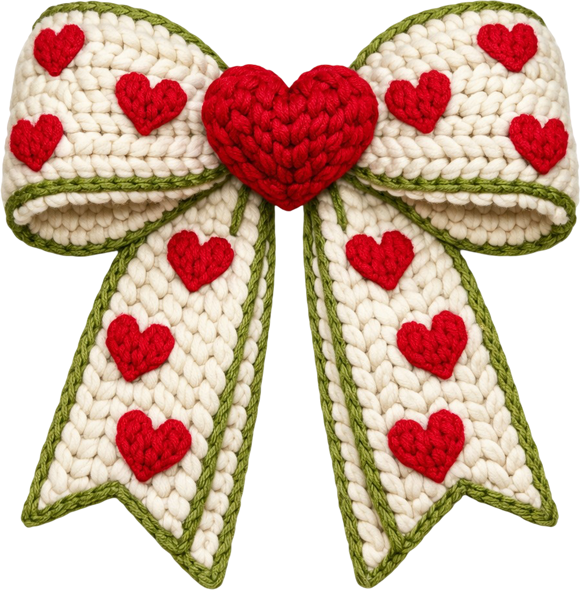 Faux Yarn Crochet Valentine Heart Bow - Valentines Day Ready to Press DTF Transfer