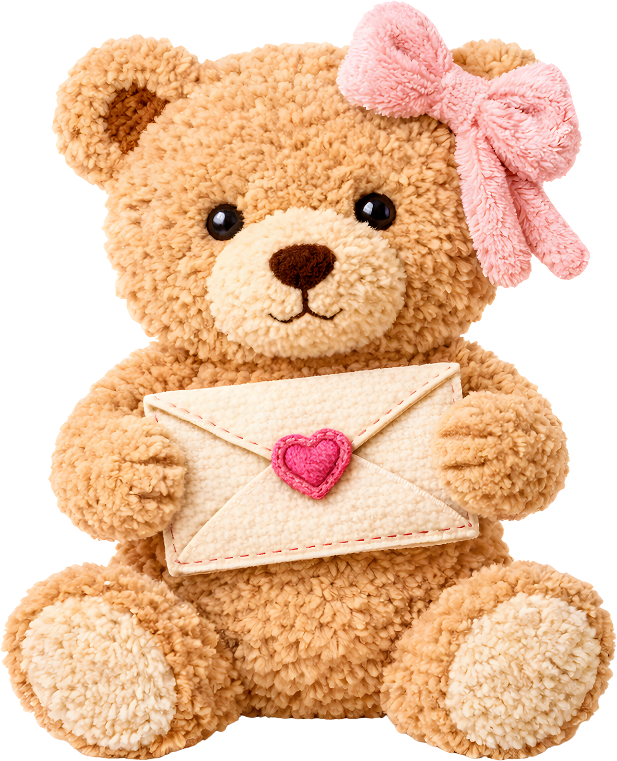 Faux Yarn Crochet Teddy With Love Letter - Valentines Day Ready to Press DTF Transfer