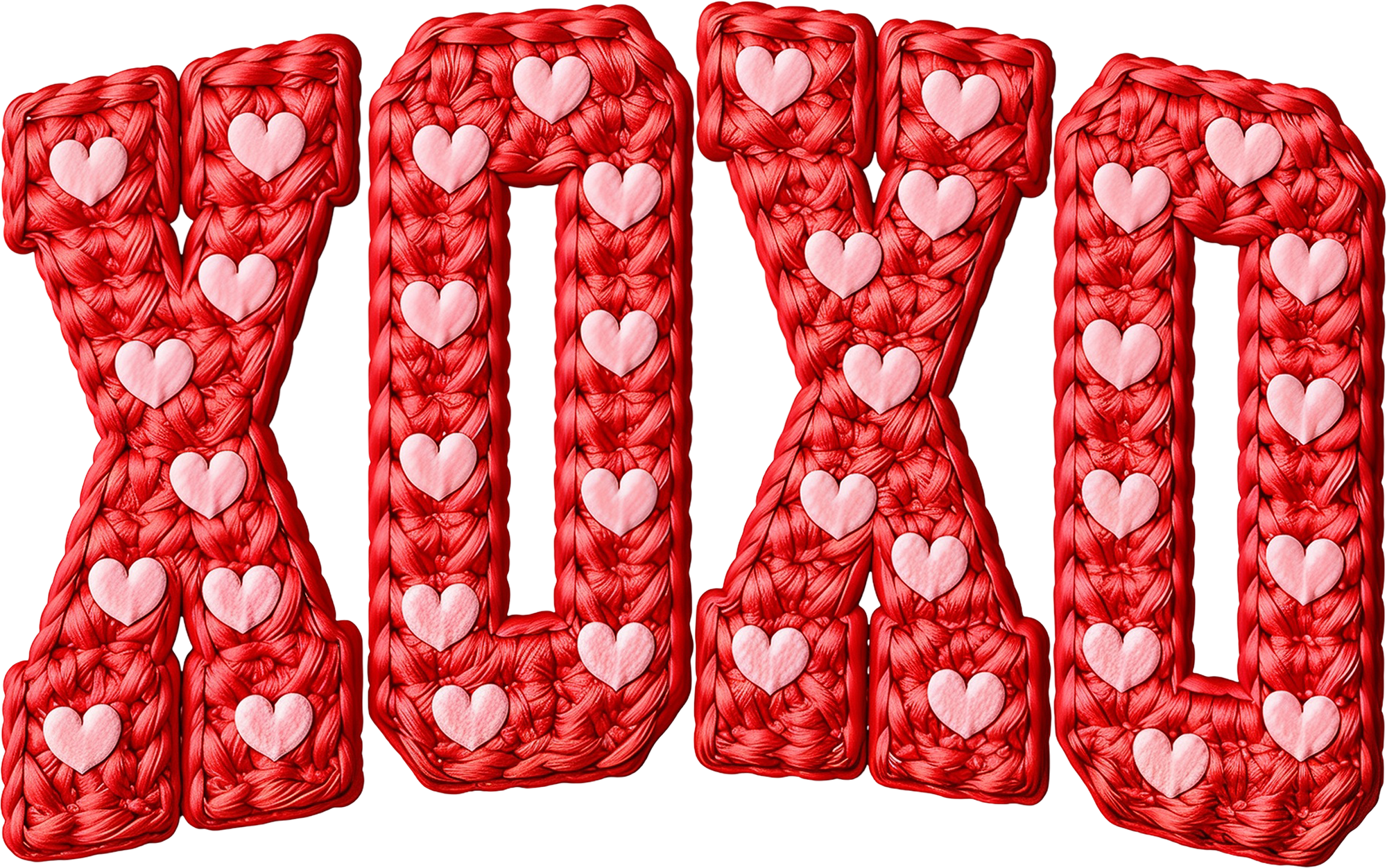 Faux Yarn Crochet Heart Xoxo - Valentines Day Ready to Press DTF Transfer