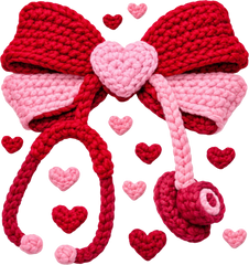 Faux Yarn Valentine Bow Stethoscope - Valentines Day Ready to Press DTF Transfer