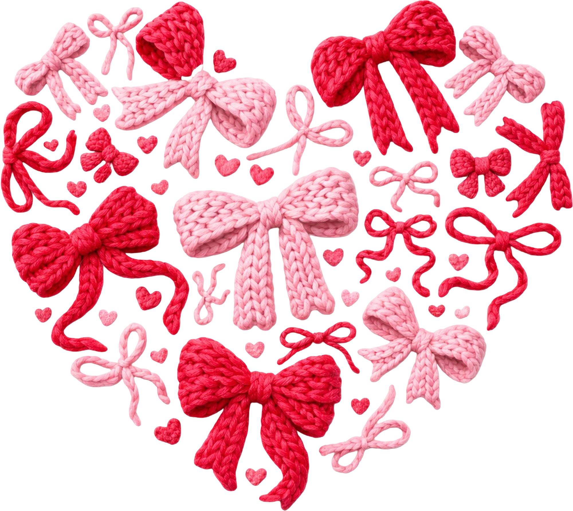 Faux Yarn Valentine Bow Heart - Valentines Day Ready to Press DTF Transfer