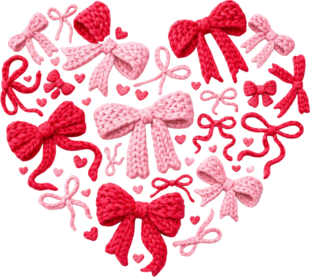 Faux Yarn Valentine Bow Heart - Valentines Day Ready to Press DTF Transfer