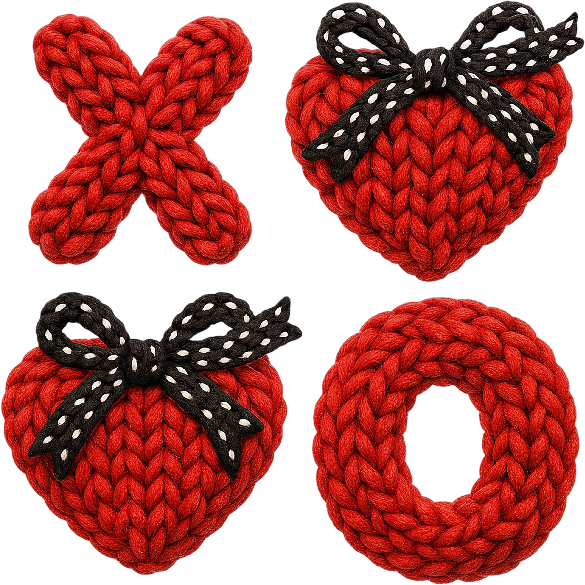 Faux Yarn Crochet Red Heart Xoxo - Valentines Day Ready to Press DTF Transfer