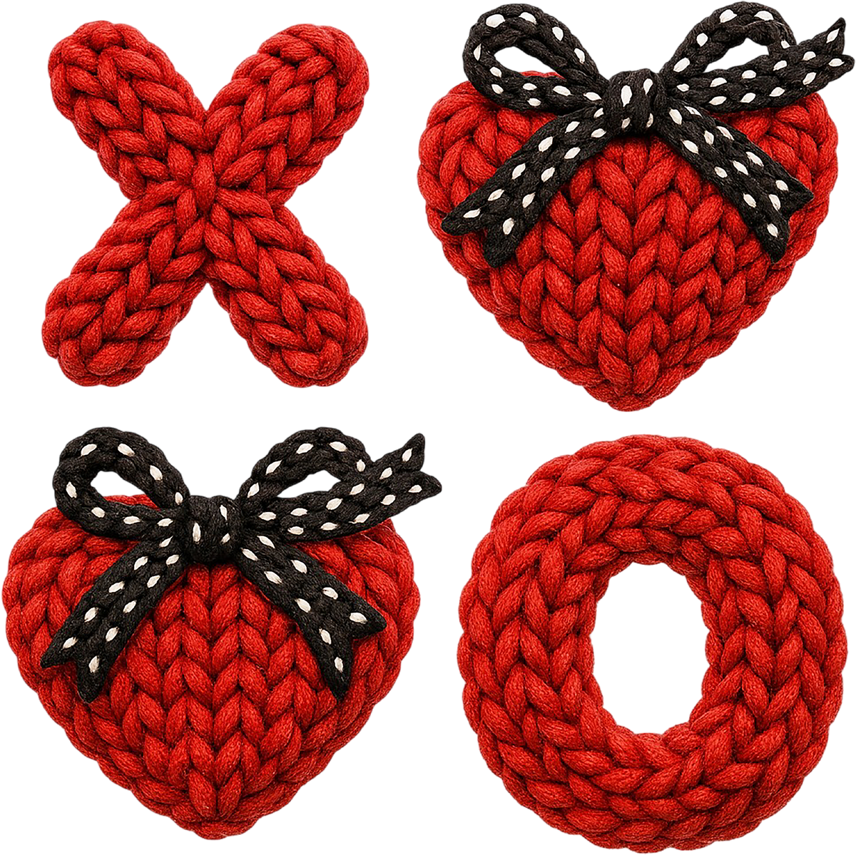 Faux Yarn Crochet Red Heart Xoxo - Valentines Day Ready to Press DTF Transfer