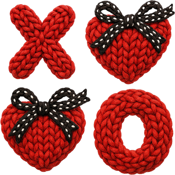 Faux Yarn Crochet Red Heart Xoxo - Valentines Day Ready to Press DTF Transfer