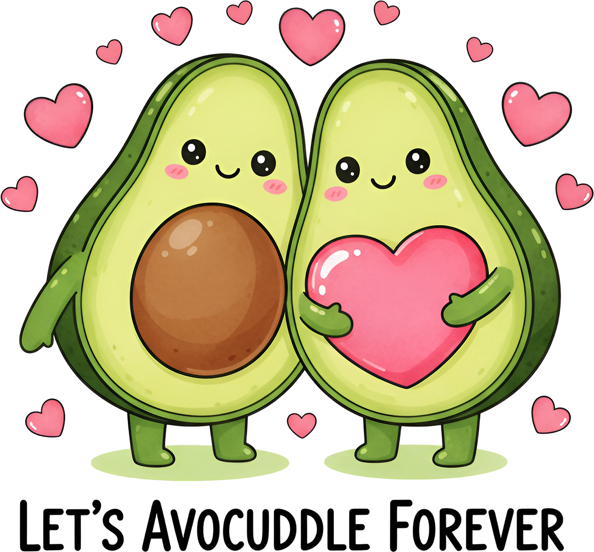 Let's Avocuddle Forever Valentine - Valentines Day Ready to Press DTF Transfer