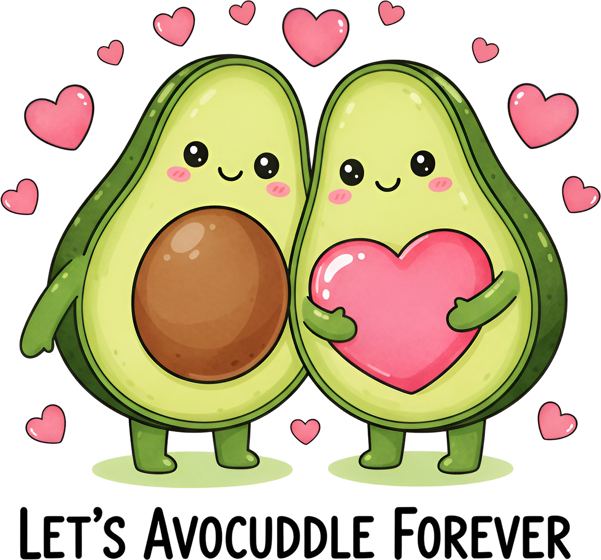 Let's Avocuddle Forever Valentine - Valentines Day Ready to Press DTF Transfer