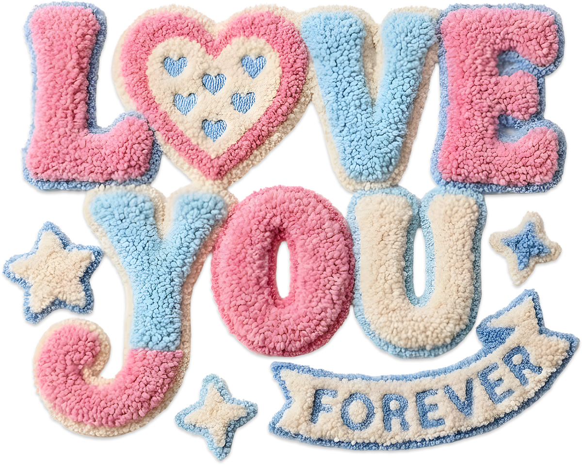 Faux Yarn Love You Forever - Valentines Day Ready to Press DTF Transfer