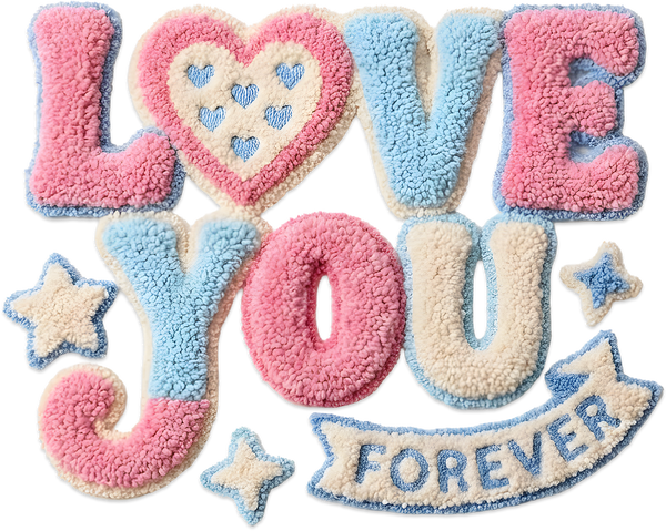 Faux Yarn Love You Forever - Valentines Day Ready to Press DTF Transfer