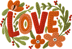 Faux Yarn Love Flower Valentine Day - Valentines Day Ready to Press DTF Transfer