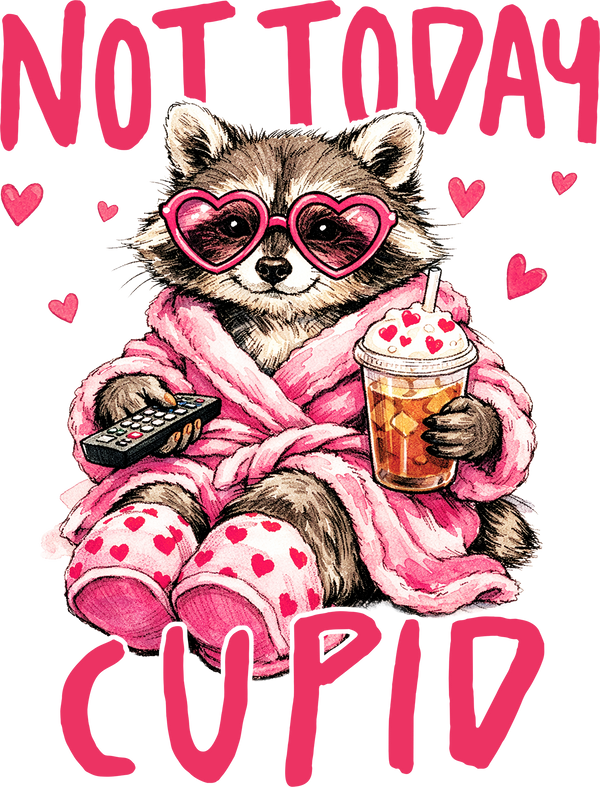 Valentine Not Today Cupid Raccoon - Valentines Day Ready to Press DTF Transfer