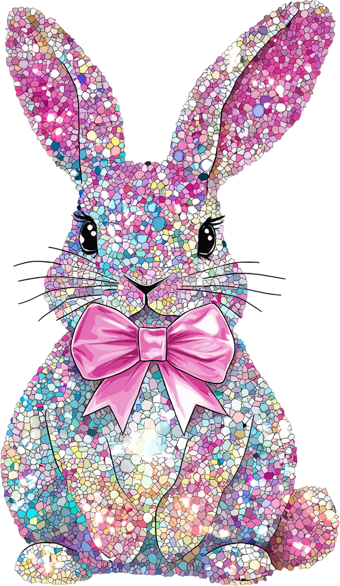 Colorful Mosaic Bow Bunny - Easter Ready to Press DTF Transfer