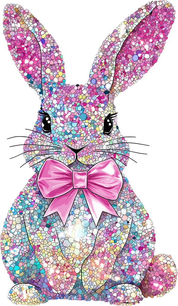 Colorful Mosaic Bow Bunny - Easter Ready to Press DTF Transfer