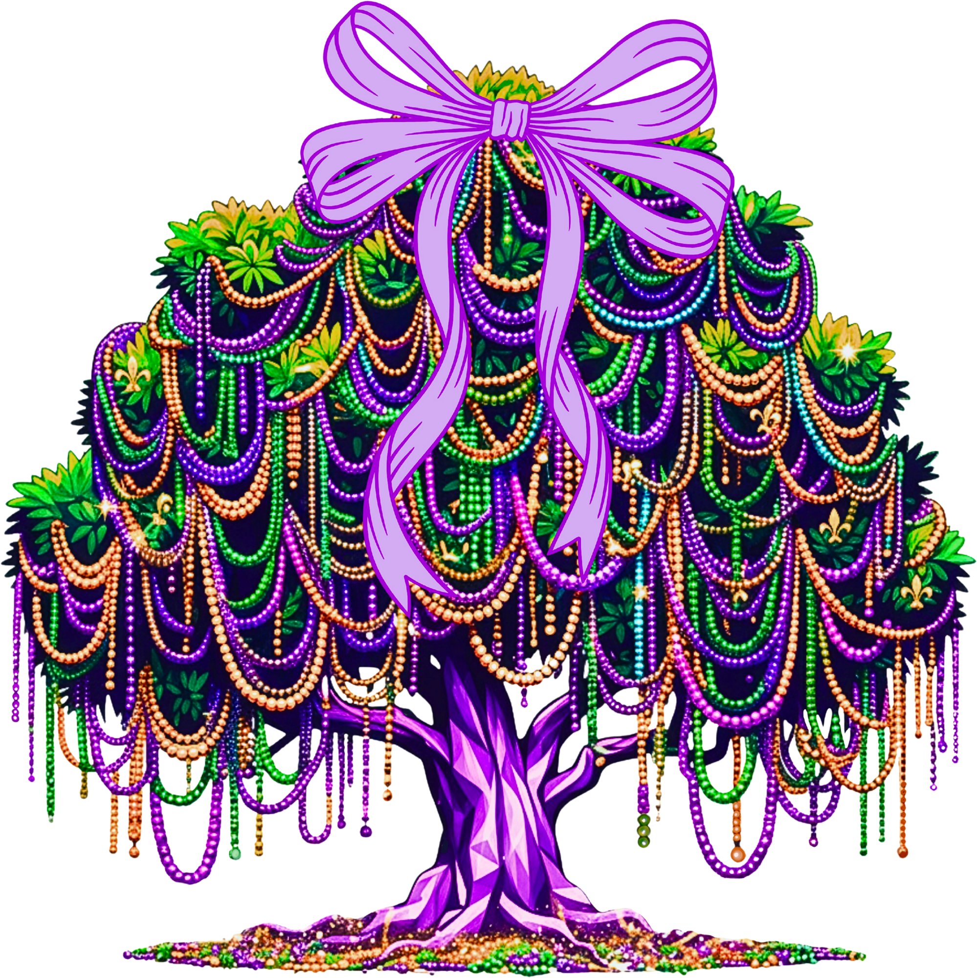 Mardi Gras Bow Tree - Mardi Gras Ready to Press DTF Transfer