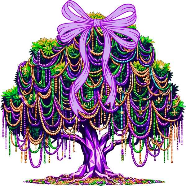 Mardi Gras Bow Tree - Mardi Gras Ready to Press DTF Transfer