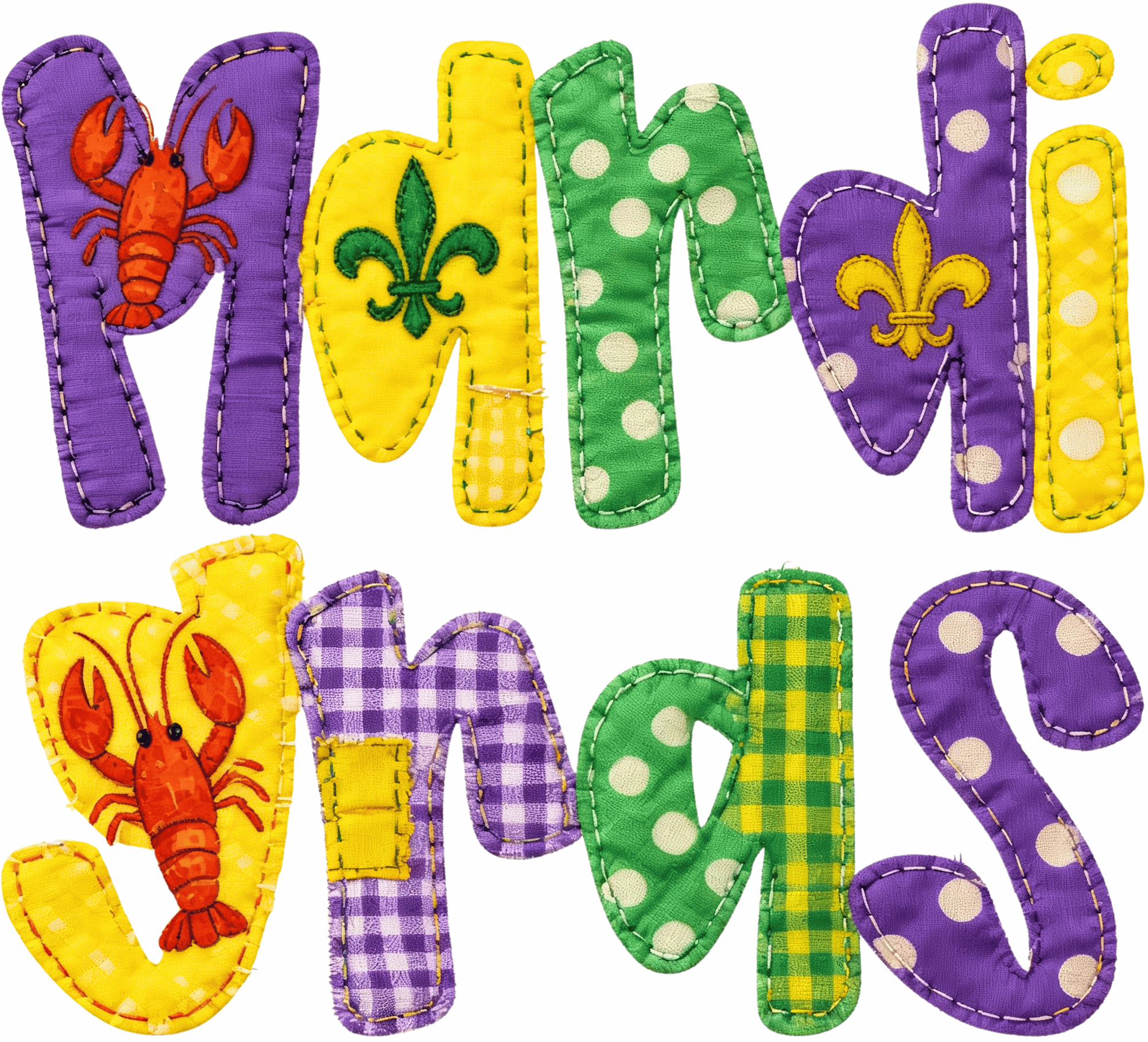 Mardi Gras Patchwork - Mardi Gras Ready to Press DTF Transfer