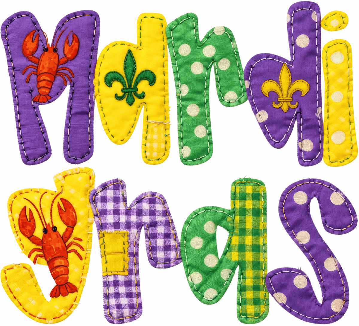 Mardi Gras Patchwork - Mardi Gras Ready to Press DTF Transfer