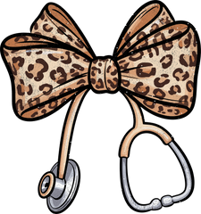 Leopard Bow Stethoscope - Nurse Ready to Press DTF Transfer