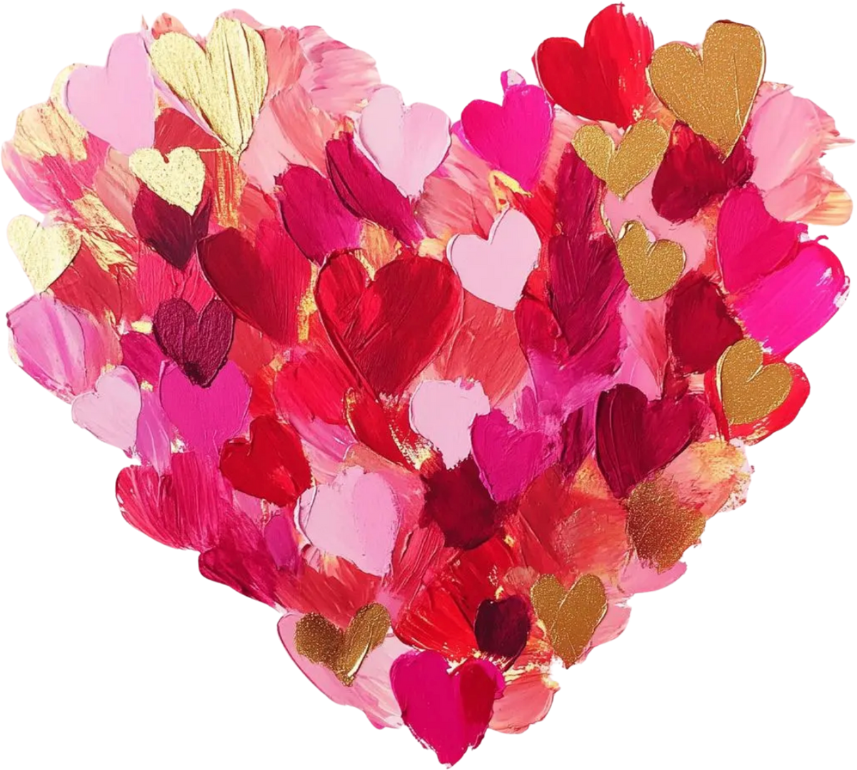Valentines Pink Gold Brush Heart - Valentines Day Ready to Press DTF Transfer