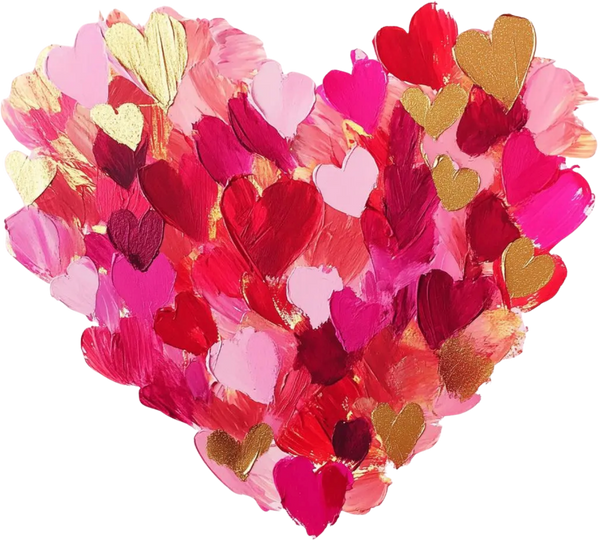 Valentines Pink Gold Brush Heart - Valentines Day Ready to Press DTF Transfer