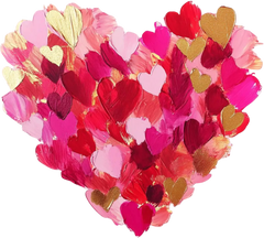 Valentines Pink Gold Brush Heart - Valentines Day Ready to Press DTF Transfer
