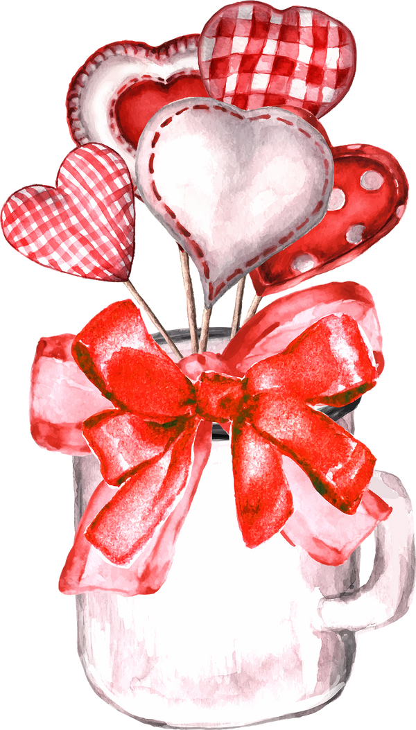 Valentine Day Red Bow Mug - Valentines Day Ready to Press DTF Transfer