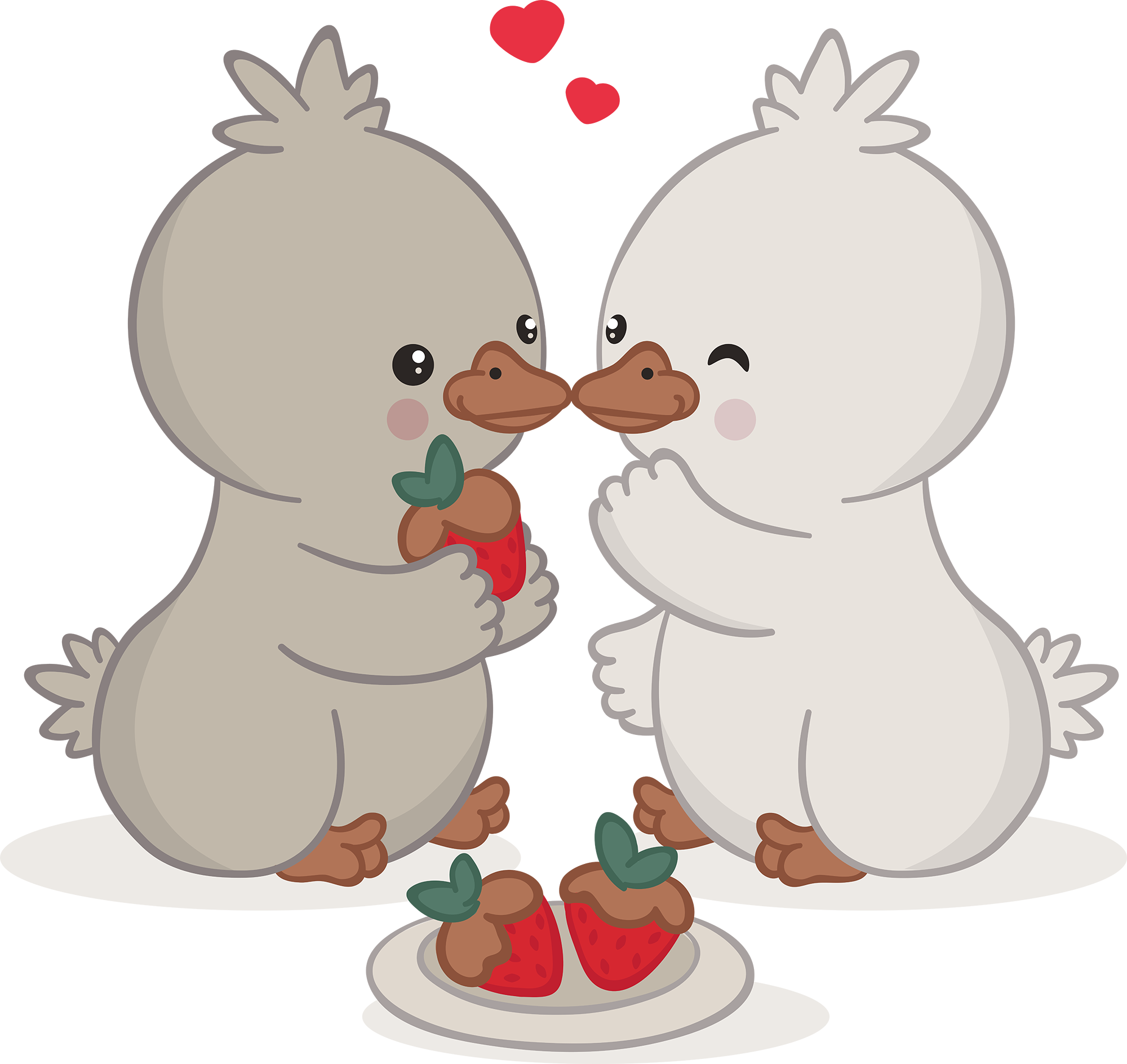 Valentine Day Lover Duck Eat Strawberry - Valentines Day Ready to Press DTF Transfer