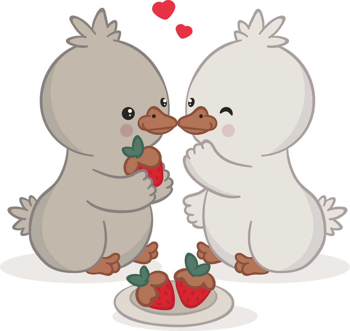 Valentine Day Lover Duck Eat Strawberry - Valentines Day Ready to Press DTF Transfer