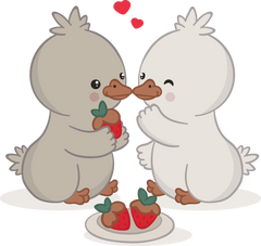 Valentine Day Lover Duck Eat Strawberry - Valentines Day Ready to Press DTF Transfer