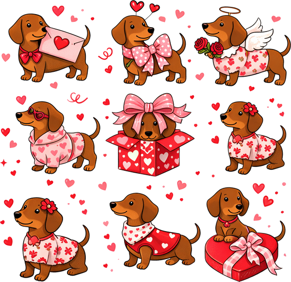 Dachshund Is My Valentine Heart - Valentines Day Ready to Press DTF Transfer