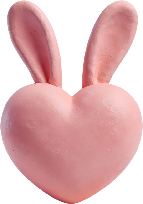Easter Pink Bunny  Ear Heart - Easter Ready to Press DTF Transfer